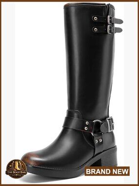 Women's Knee High Combat Boots Lace Up Chunky Heel Side Zip Gothic Booties